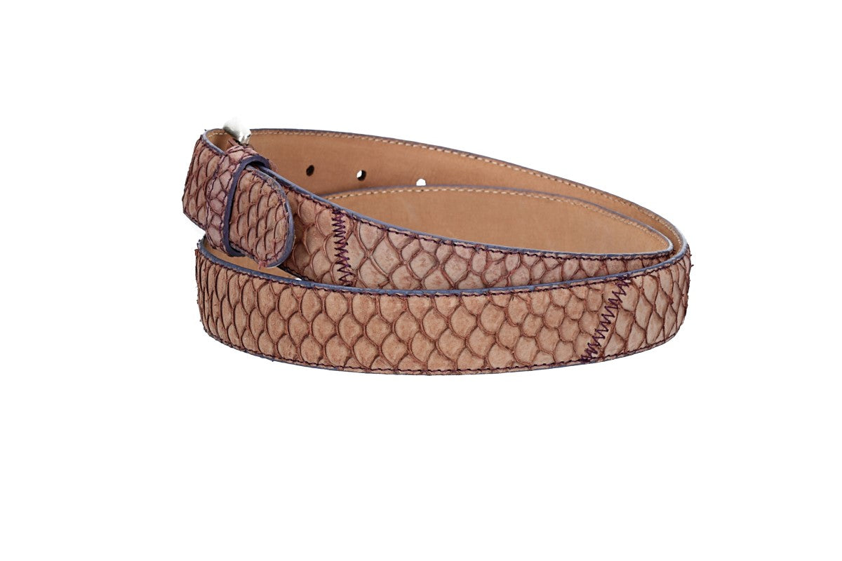 Schlangenledergürtel 30mm Rosa und Dornschließe in Silber - leder-accessoires.com