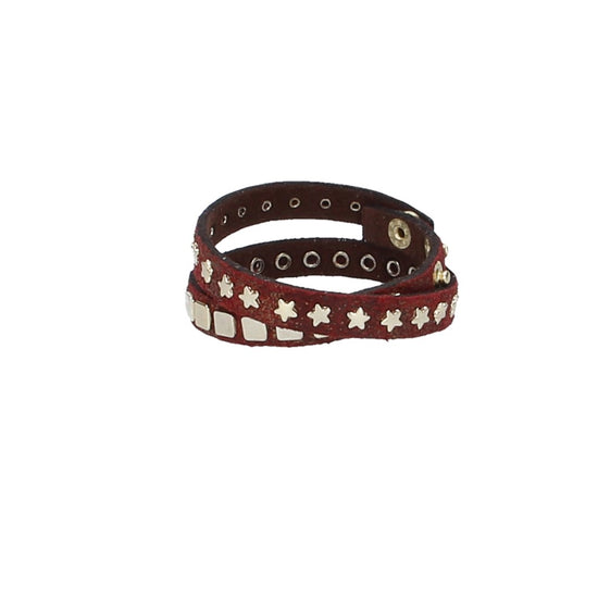 Armband doppelt Rot|Gold in Rochenoptik aus Leder - leder-accessoires.com