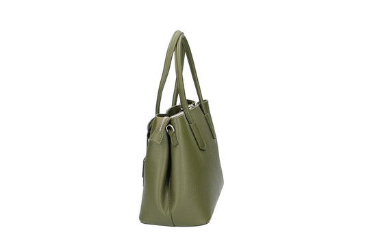 Schultertasche in Grün|Olive aus Leder - leder-accessoires.com