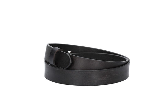 Lederriemen | Gürtelrohling Glanz 30mm in Schwarz mit Schlaufe und Kapplochteil - leder-accessoires.com