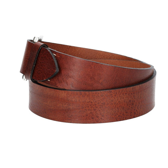 Hochwertiger Ledergürtel 40mm in Cognac mit rustikaler Schließe in Silber - leder-accessoires.com
