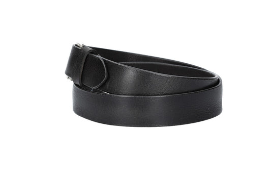 Ledergürtel Schwarz 35mm mit Dornschließe in Silber - leder-accessoires.com