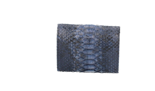 Damenbörse mit Überschlag in Blau aus echtem Schlangenleder - leder-accessoires.com