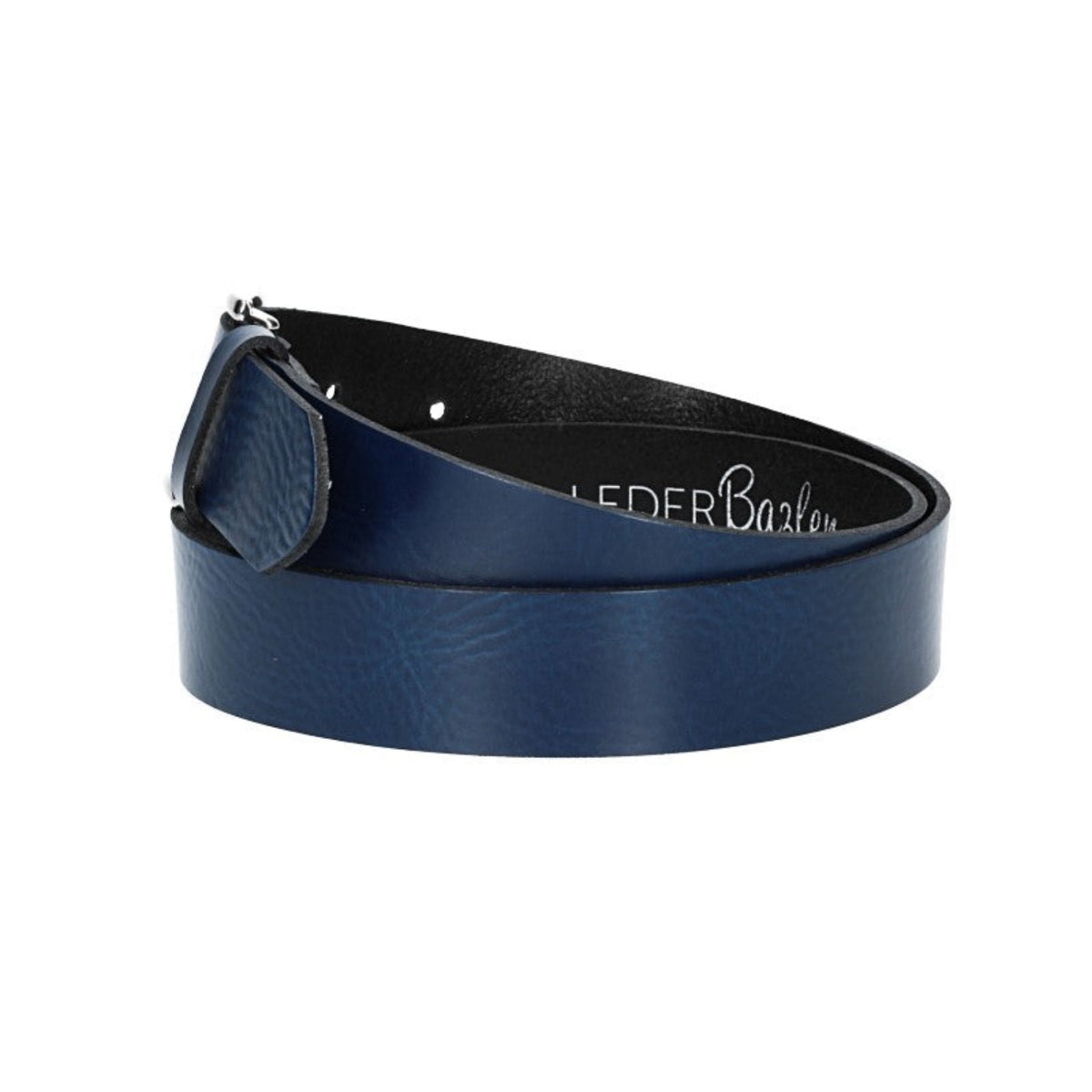 Ledergürtel 30mm in Blau | Marine mit Dornschließe in Silber - leder-accessoires.com