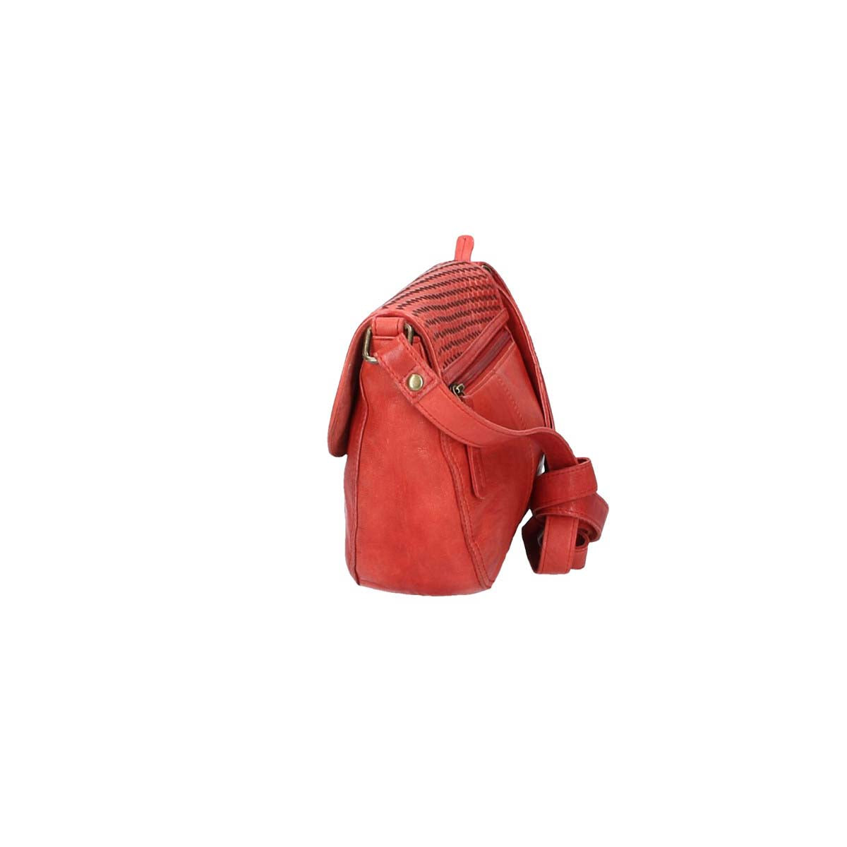 Umhängetasche mit Überschlag in Rot und Flechtmuster - leder-accessoires.com
