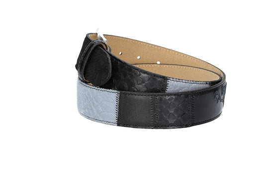 Schlangengürtel 40mm in Grau und Dornschließe in Silber - leder-accessoires.com