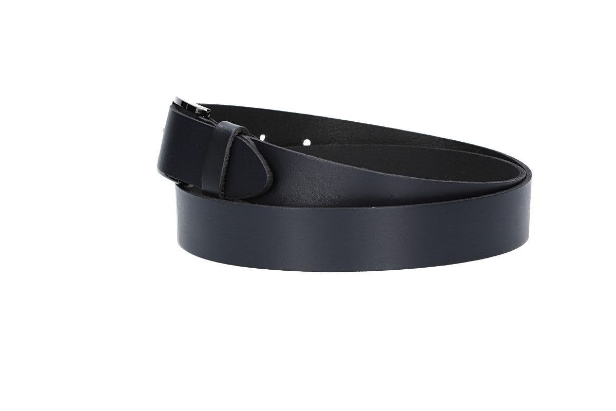 Herren-|Anzugsgürtel 30mm in Marine|Dunkelblau mit Dornschließe in Silber - leder-accessoires.com