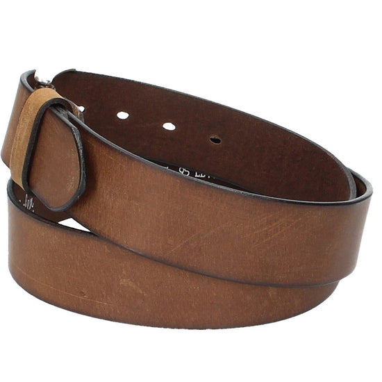 Ledergürtel Cognac 40mm mit Dornschließe in Silber - leder-accessoires.com