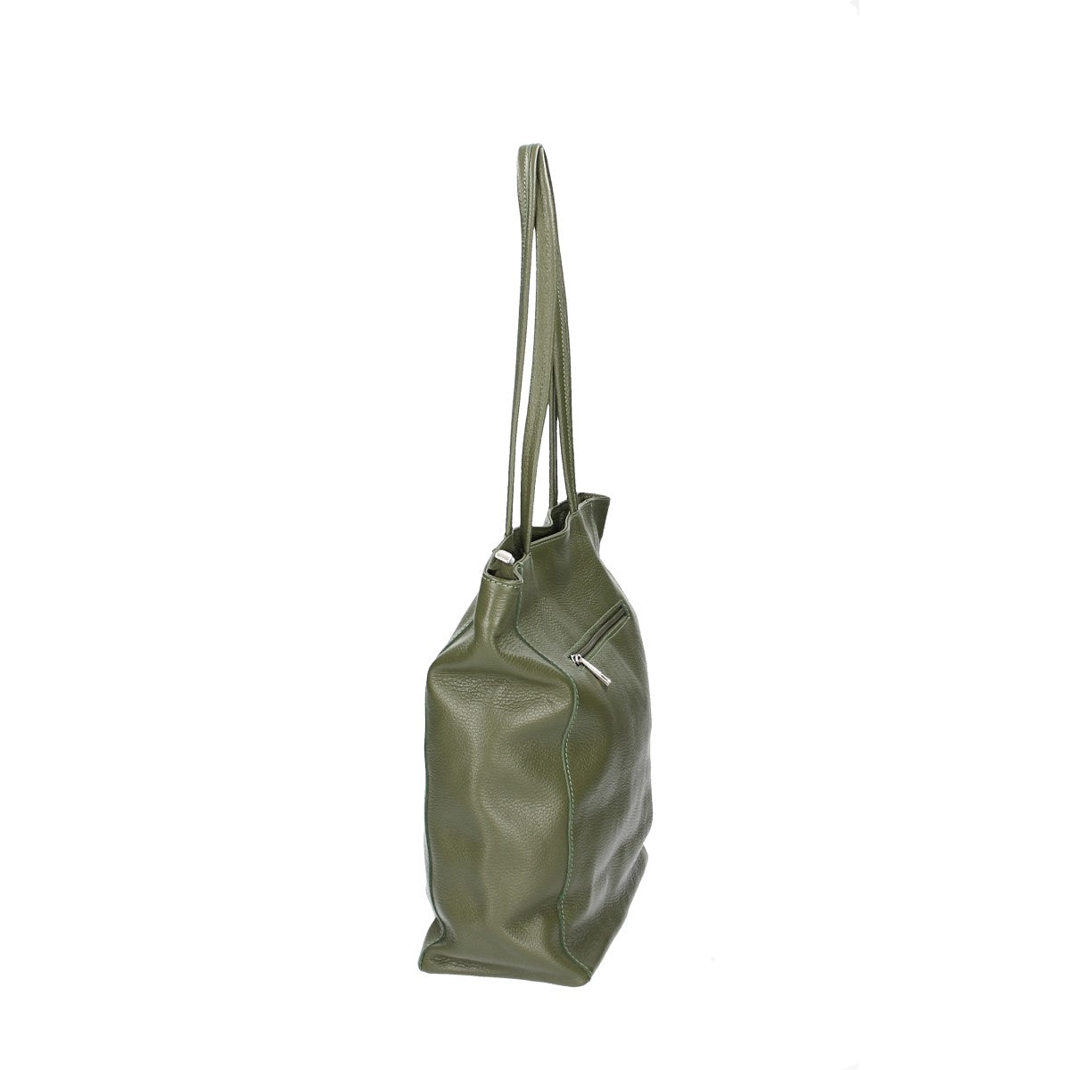 SALE Ledershopper mit Narbung in Grün|Oliv mit Reißverschluss - leder-accessoires.com