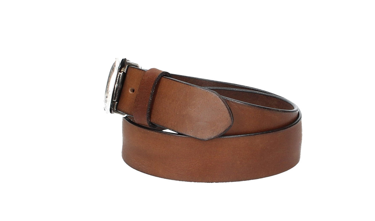 Ledergürtel Cognac 40mm mit Koppelschließe in Used Optik - leder-accessoires.com