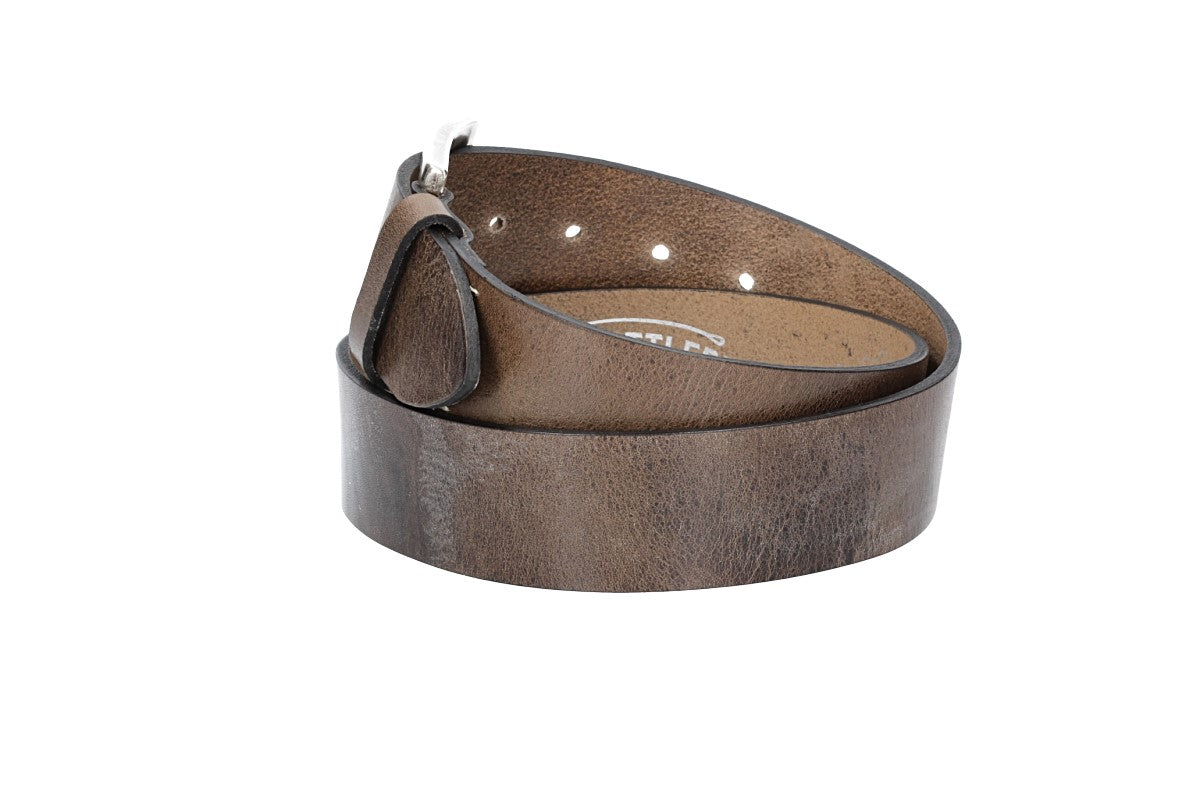 Hochwertiger Ledergürtel 40mm in Grau mit rustikaler Schließe in Silber - leder-accessoires.com