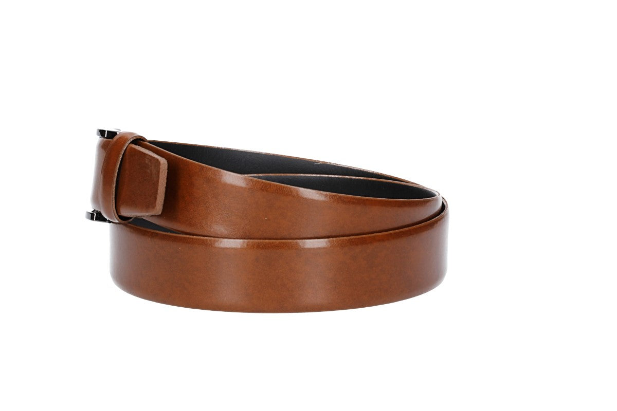Herren-|Anzugsgürtel 35mm bombiert in Cognac mit Dornschließe - leder-accessoires.com