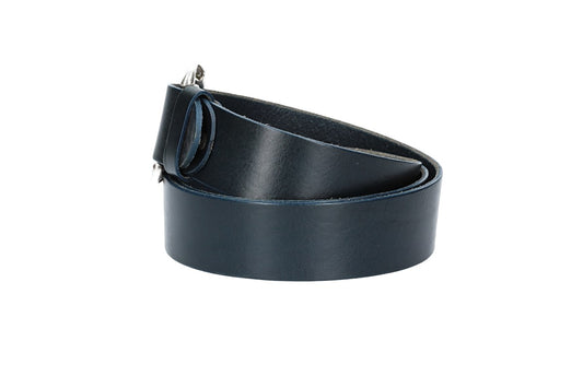Ledergürtel Überlänge Blau|Marine 40mm mit Schließe in Silber - leder-accessoires.com