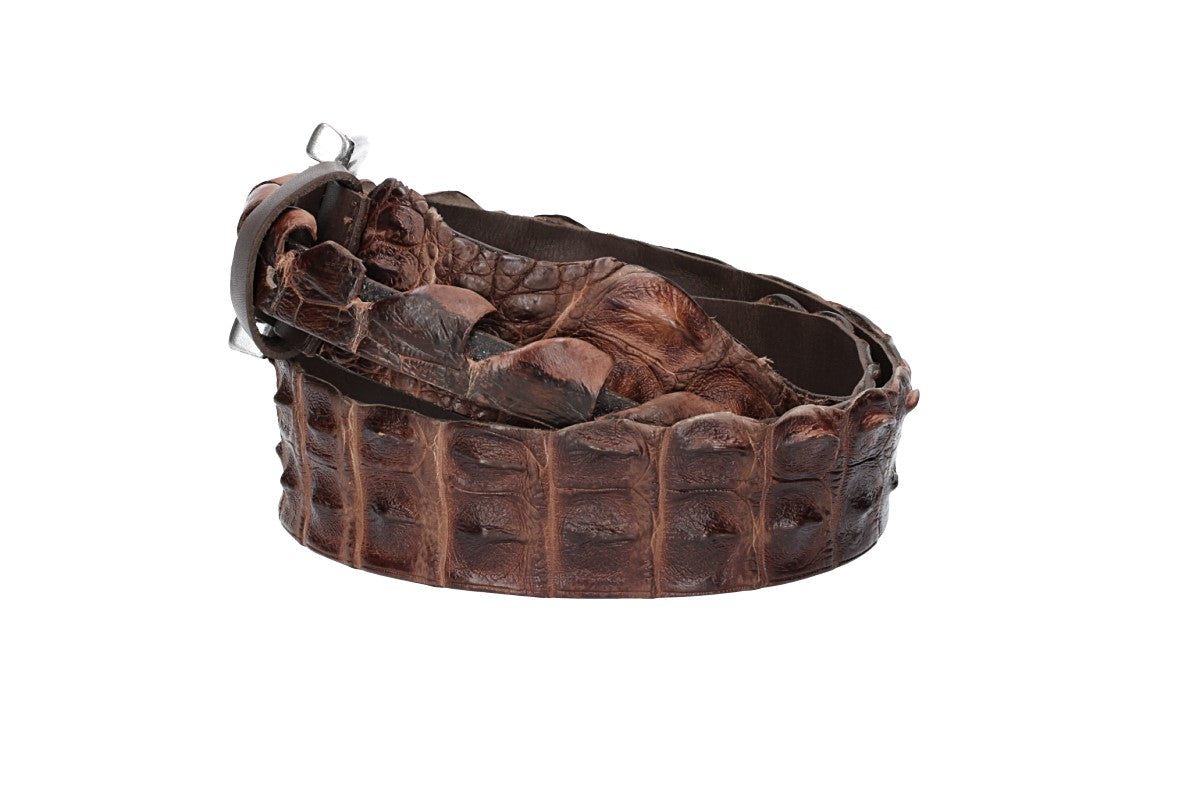 Kroko-Ledergürtel Braun 40mm mit Schließe in Silber - leder-accessoires.com