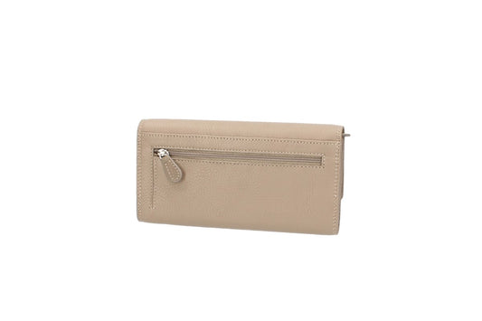Damenbörse mit Überschlag in Taupe aus Leder - leder-accessoires.com