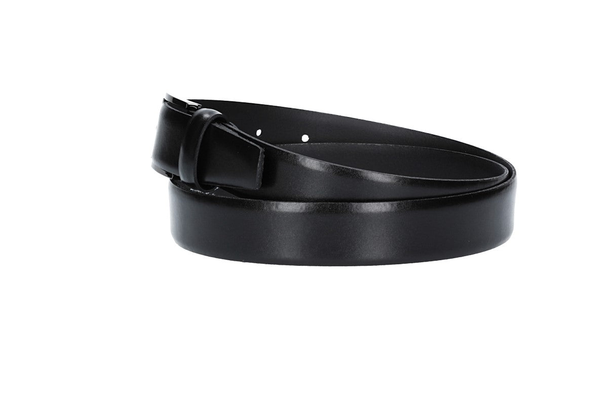 Herren-|Anzugsgürtel 30mm in Schwarz mit Dornschließe im Bicoloreffekt - leder-accessoires.com