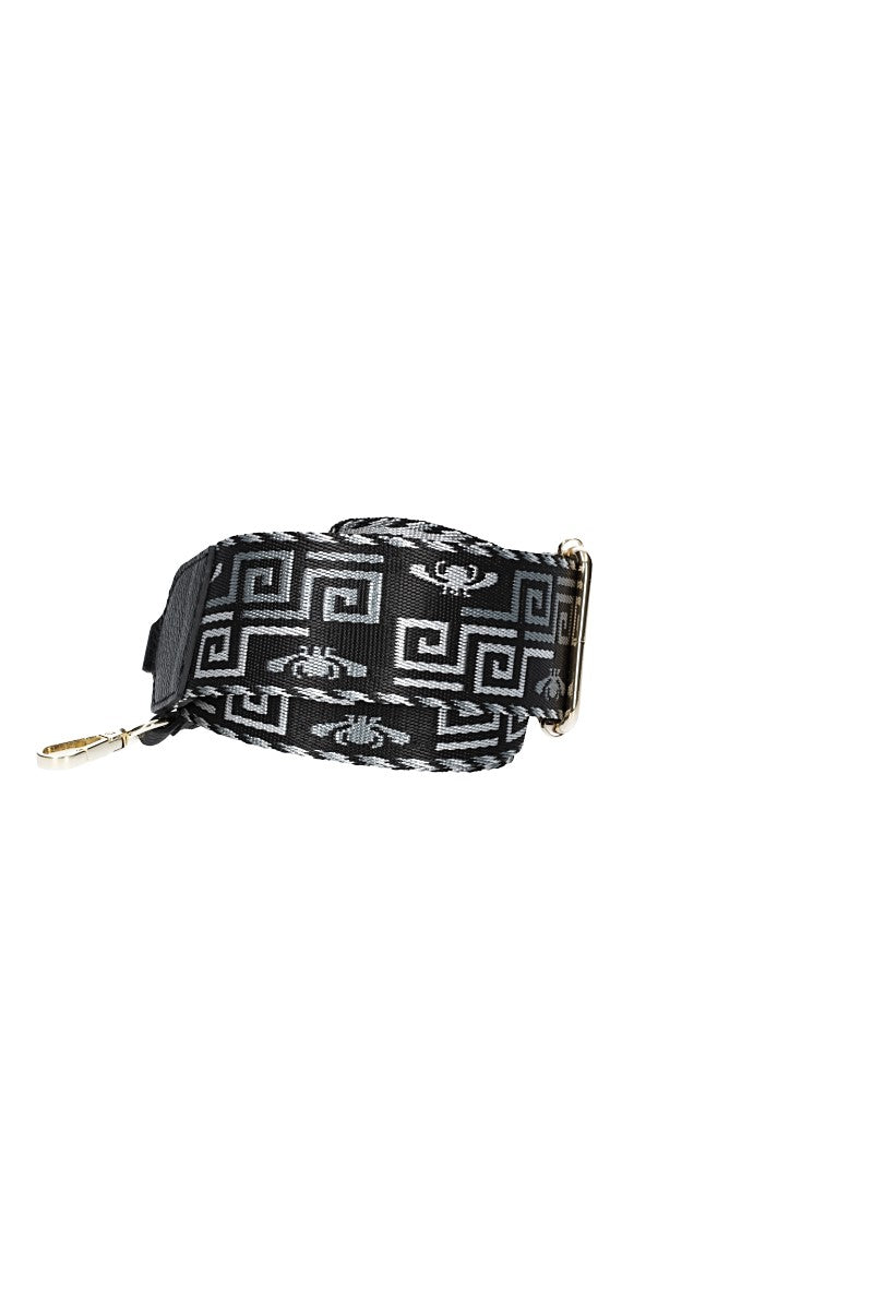 Taschenriemen | Wechselriemen mit Karabiner in Schwarz-Metallic - leder-accessoires.com
