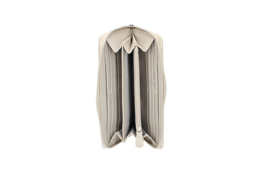 Damenbörse mit Reißverschluss in Beige aus Leder - leder-accessoires.com
