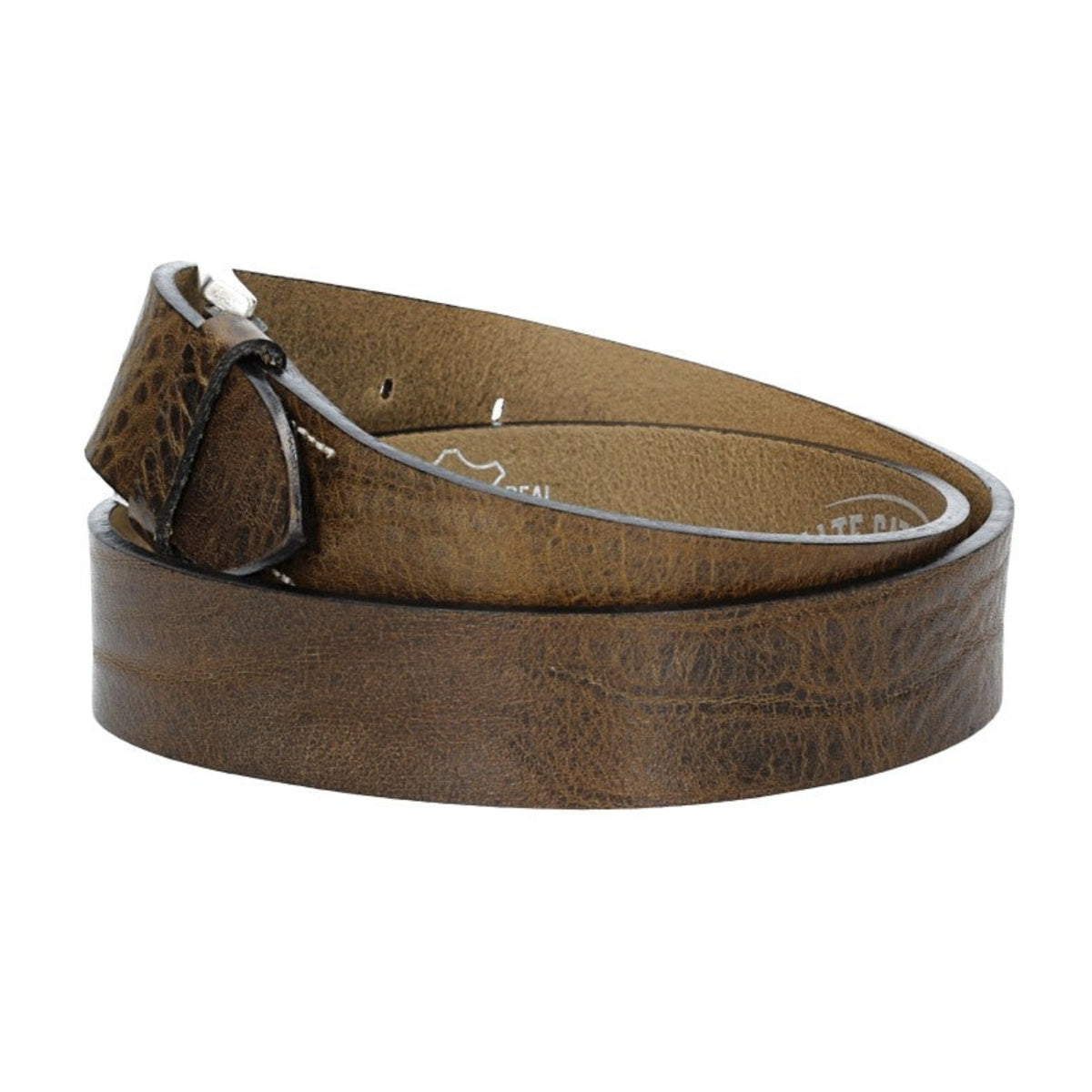 Hochwertiger Ledergürtel 35mm in Olive mit rustikaler Schließe in Silber - leder-accessoires.com