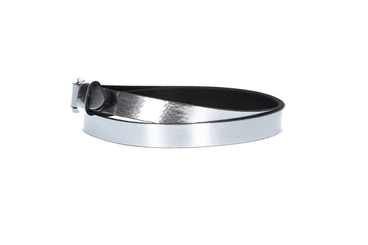 Damen-|Taillengürtel 20mm in Silber-Metallic mit Dornschließe in Glanz - leder-accessoires.com