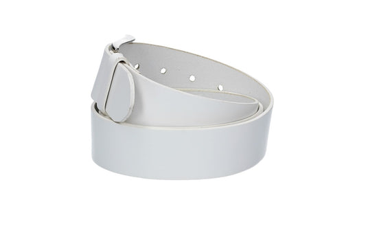 Ledergürtel Überlänge Weiß 40mm mit glänzender Schließe in Silber - leder-accessoires.com