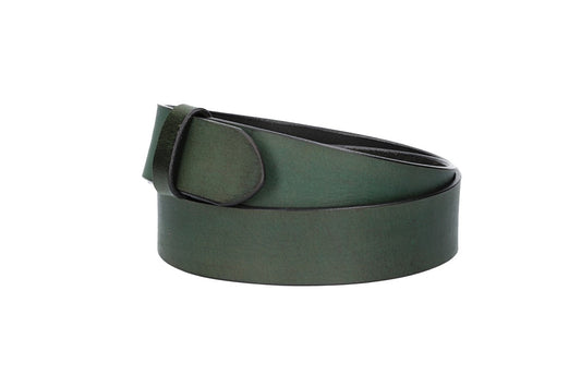 Lederriemen | Gürtelrohling Glanz 40mm in Blau|Marine mit Schlaufe und Kapplochteil - leder-accessoires.com