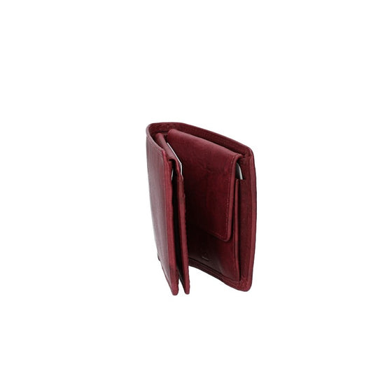 Geldbörse Querformat klein in Beere|Bordeaux aus Leder - leder-accessoires.com