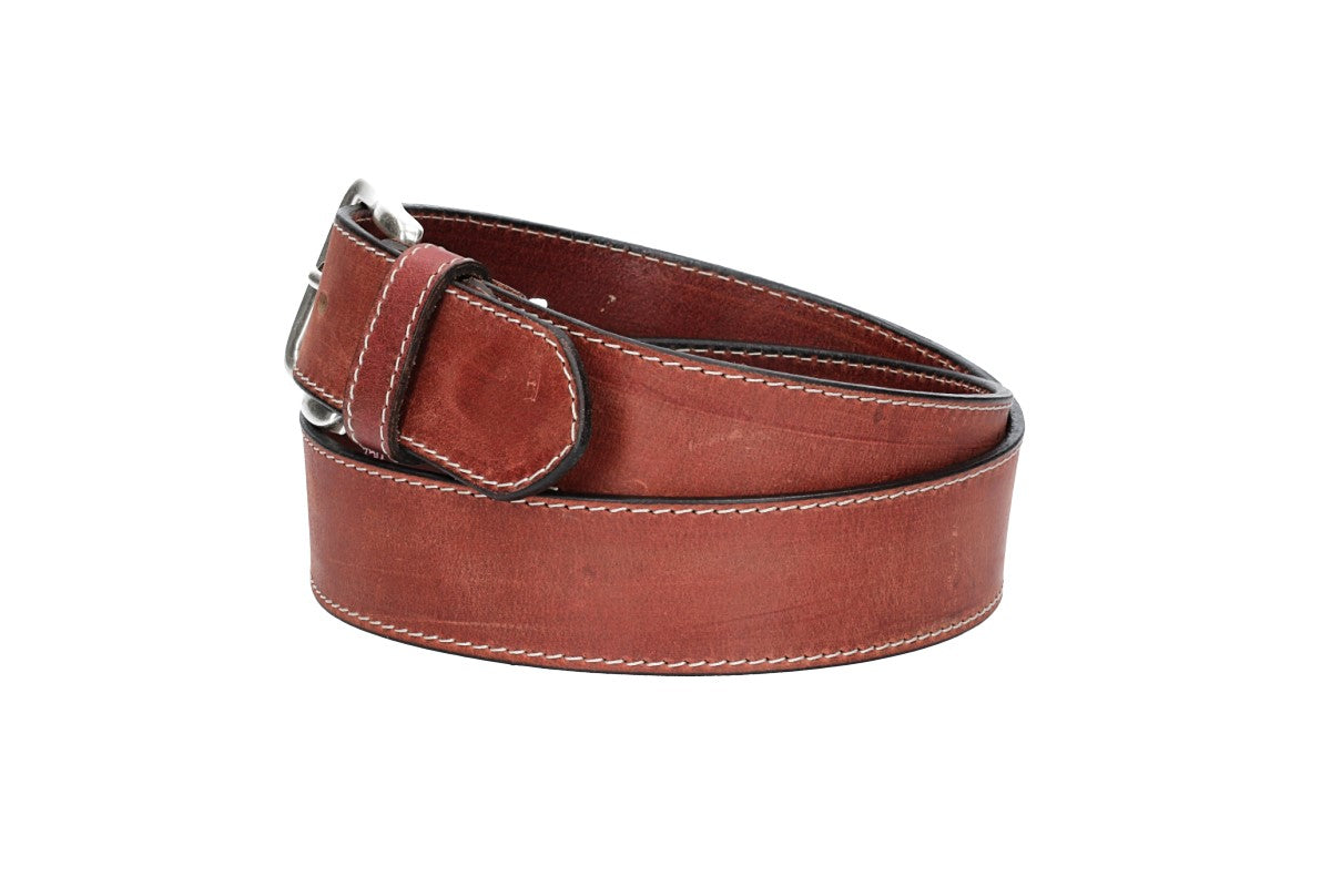 Ledergürtel Rot 40mm abgenäht mit Dornschließe in Silber - leder-accessoires.com