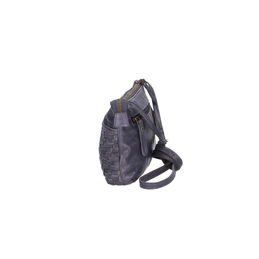 Umhängetasche in Blau mit Flechtmuster aus Leder - leder-accessoires.com