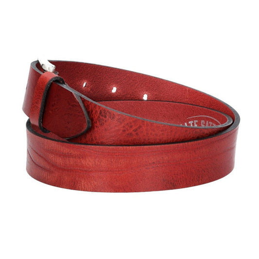 Hochwertiger Ledergürtel 35mm in Rot mit rustikaler Schließe in Silber - leder-accessoires.com