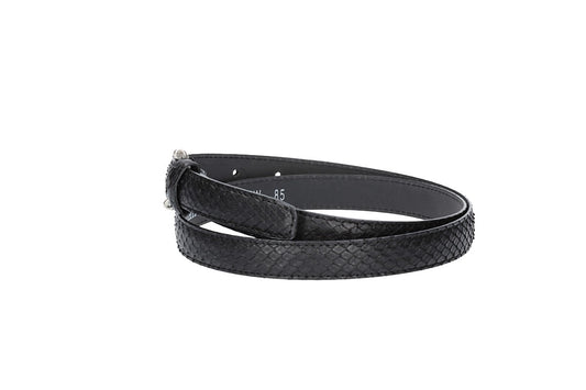 Schlangenledergürtel 20mm in Schwarz  und Dornschließe - leder-accessoires.com