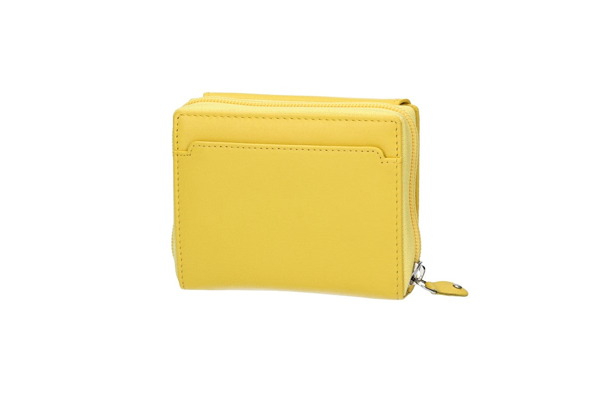 Damenbörse mit Reißverschluss in Gelb aus Leder - leder-accessoires.com