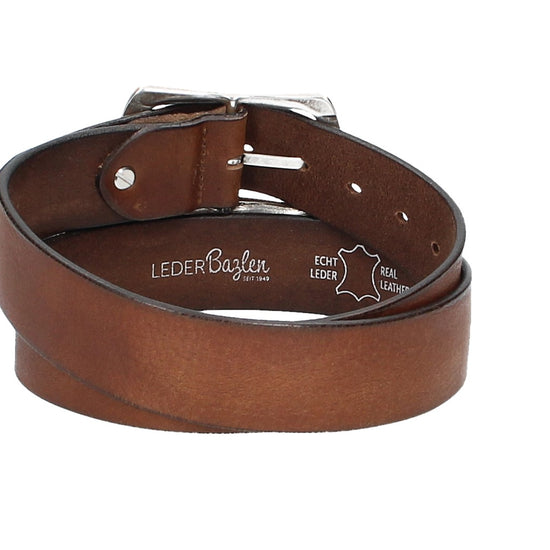 Ledergürtel Cognac 40mm mit Vollschließe in Silber - leder-accessoires.com