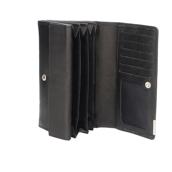Langbörse mit Überschlag in Schwarz aus Leder - leder-accessoires.com