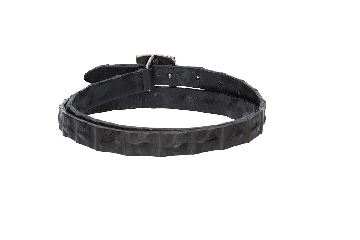 Krokoledergürtel 20mm Schwarz mit Koppelschließe in Silber - leder-accessoires.com