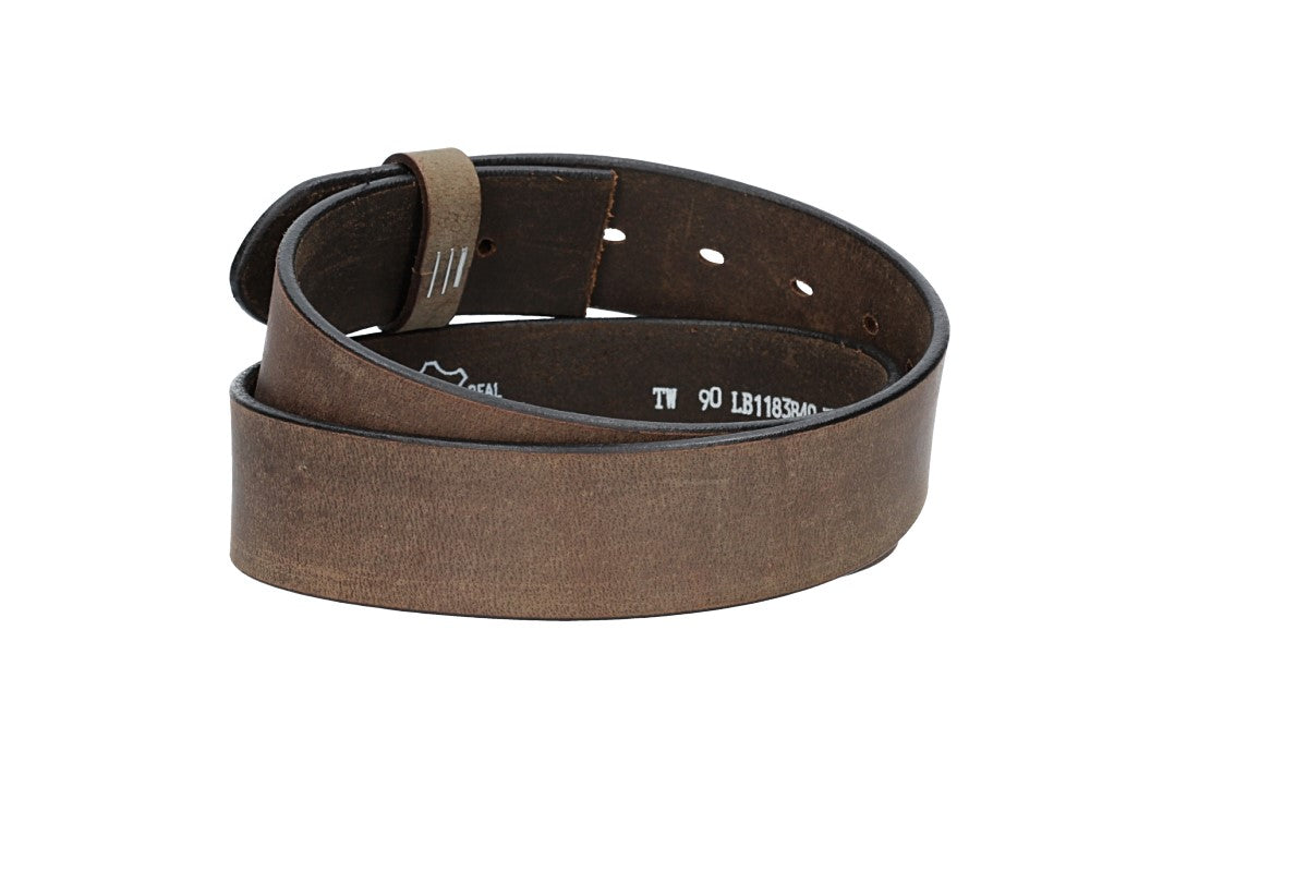Lederriemen | Gürtelrohling Matt 40mm in Grau mit Schlaufe und Kapplochteil - leder-accessoires.com