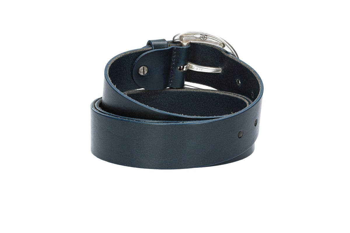 Ledergürtel Überlänge Blau|Marine 40mm mit Schließe in Silber - leder-accessoires.com