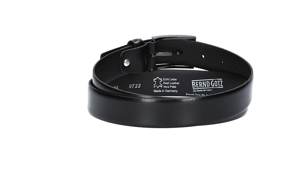 Herren-|Anzugsgürtel 30mm in Schwarz mit Dornschließe im Bicoloreffekt - leder-accessoires.com