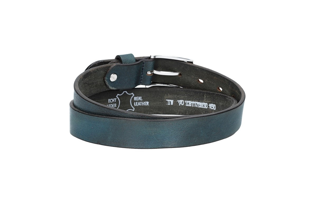 Ledergürtel 30mm in Blau|Marine mit Schließe in Silber - leder-accessoires.com