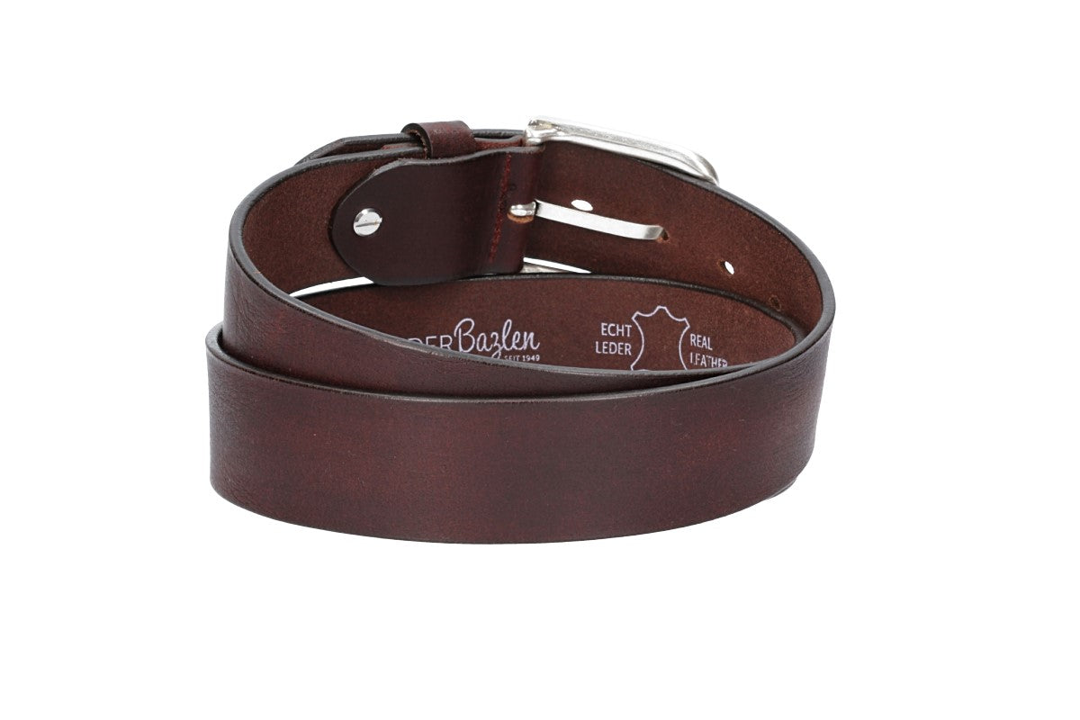 Ledergürtel Rot|Bordeaux 40mm mit Dornschließe in Silber - leder-accessoires.com