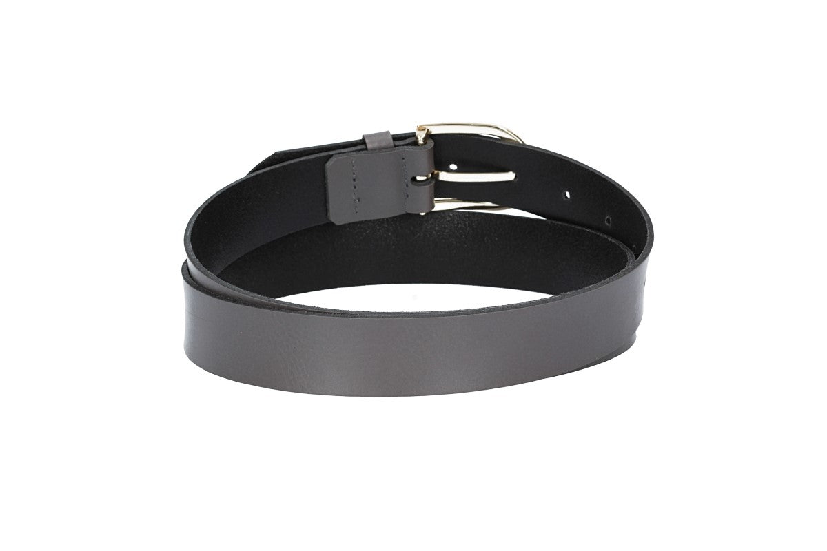 Ledergürtel 30mm in Grau mit Dornschließe in Light Gold - leder-accessoires.com