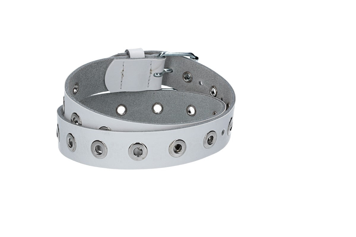 Ledergürtel Kids 25mm in Weiss mit Ösen und Schließe in Silber - leder-accessoires.com