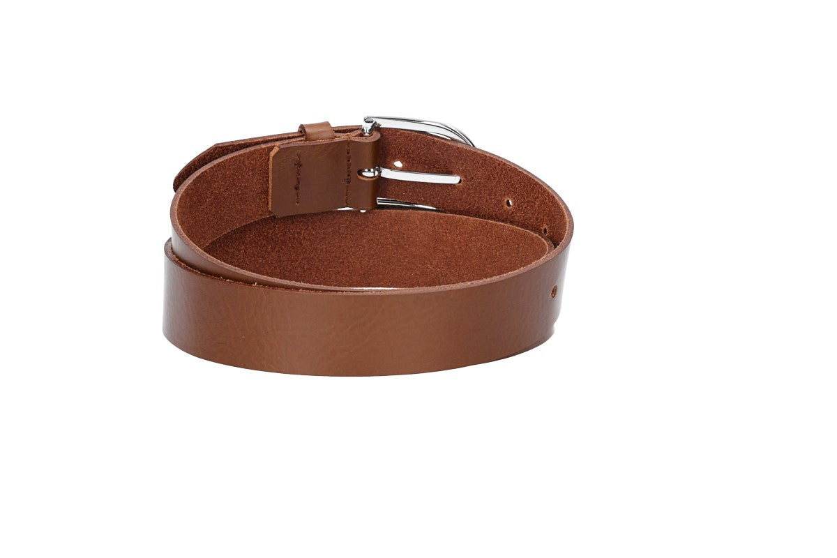 Ledergürtel 30mm in Cognac mit Dornschließe in Silber - leder-accessoires.com
