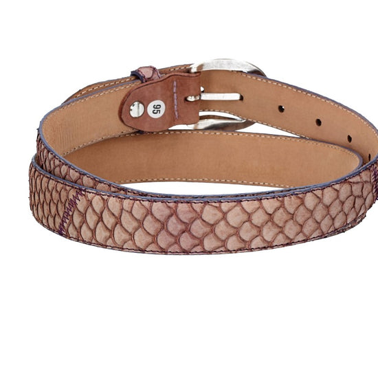 Schlangenledergürtel 30mm Rosa und Dornschließe in Silber - leder-accessoires.com
