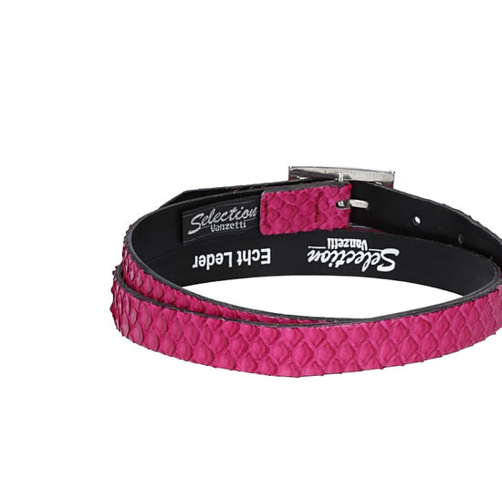 Schlangenledergürtel 20mm Pink und Schließe in Silber - leder-accessoires.com