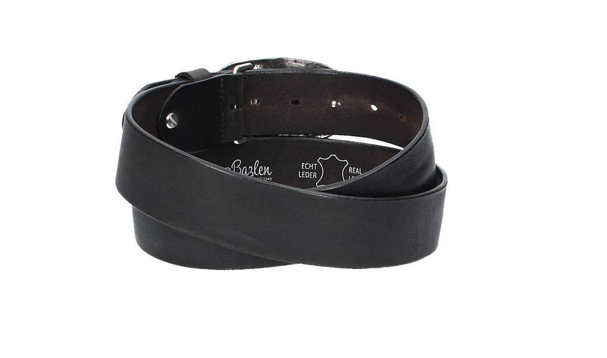 Ledergürtel Schwarz 40mm mit Koppelschließe in Used Optik - leder-accessoires.com