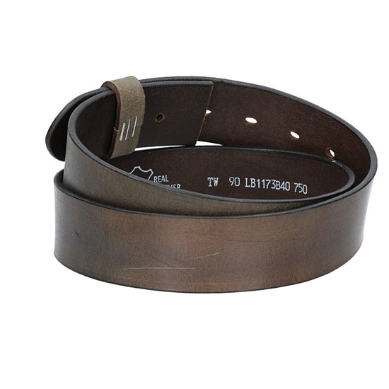 Lederriemen | Gürtelrohling Glanz 40mm in Grau mit Schlaufe und Kapplochteil - leder-accessoires.com