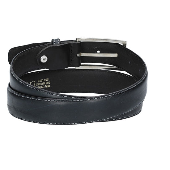 Ledergürtel in Dunkelblau 30mm bombiert mit Schließe in glänzendem Silber - leder-accessoires.com