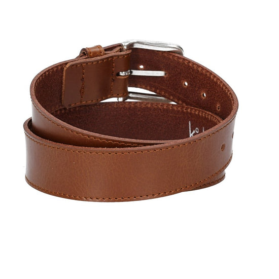 Ledergürtel Kids 30mm abgenäht in Cognac mit Dornschließe in Silber - leder-accessoires.com
