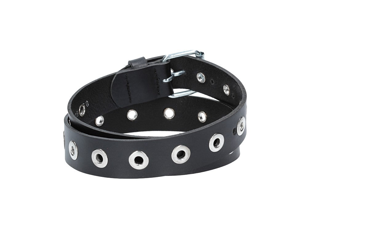Ledergürtel Kids 25mm in Schwarz mit Ösen und Schließe in Silber - leder-accessoires.com